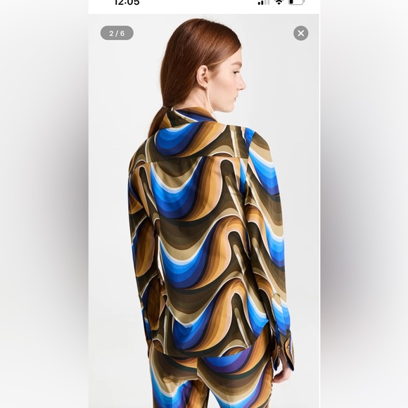 VICTORIA BECKHAM ULTRA FITTED SHIRT PSYCHEDELIC WAVE BLUE - Picture 8 of 9